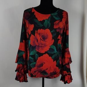 Boston Proper Red Floral Top